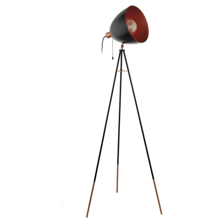 Eglo CHESTER - Staanlamp - E27 - 1X60W - Zwart, koper