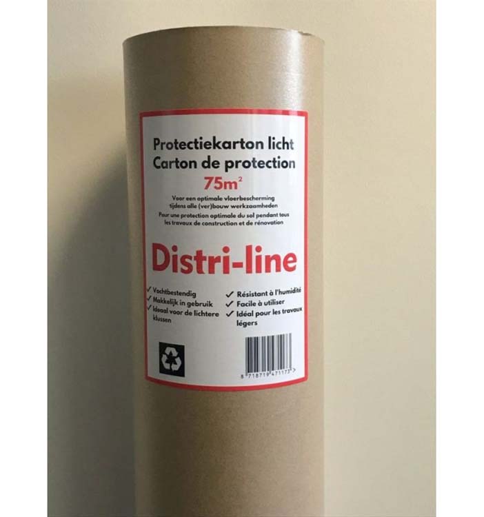 Protectiekarton stucloper 200gr 75m² wit-bruin