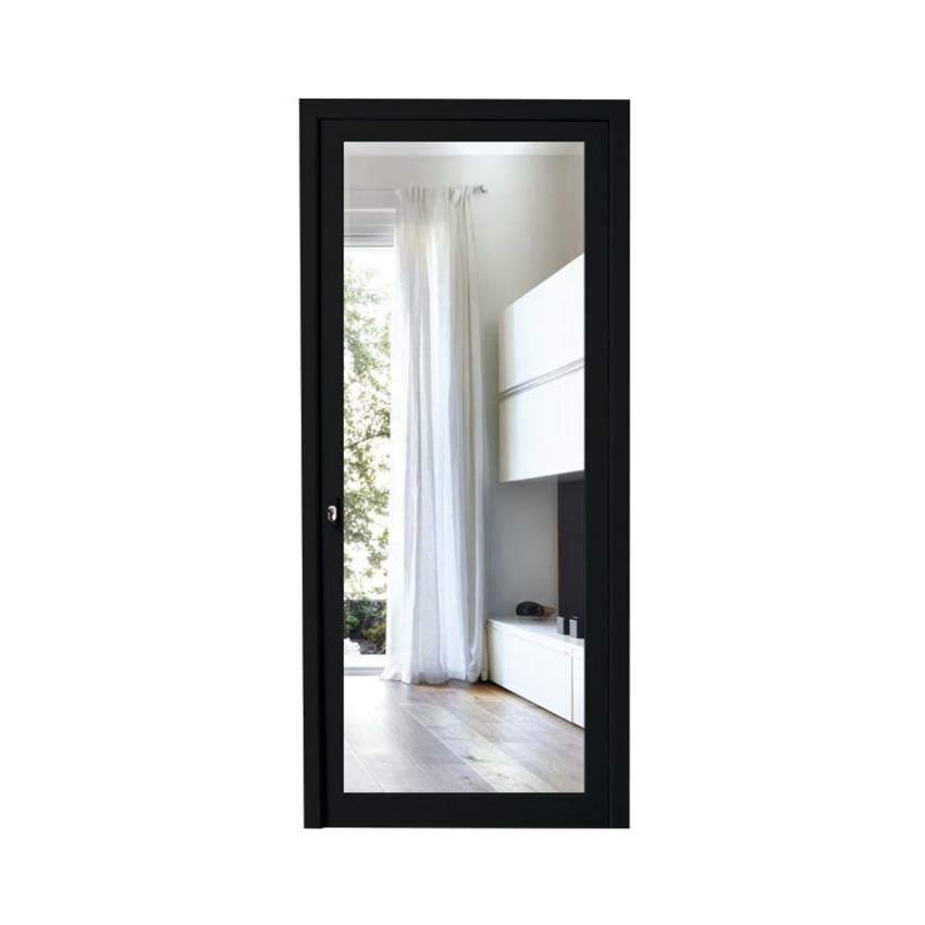 Porte extérieure pvc noire/blanche 980 x 2180 mm verre clair G