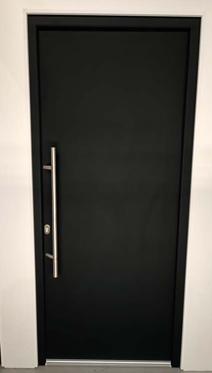 Porte extérieure pvc avec finition alu Lepo noir L980 X H2180 mm G