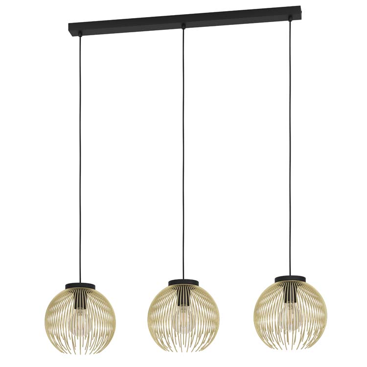 Hanglamp Vene 3xE27 zwart/goud