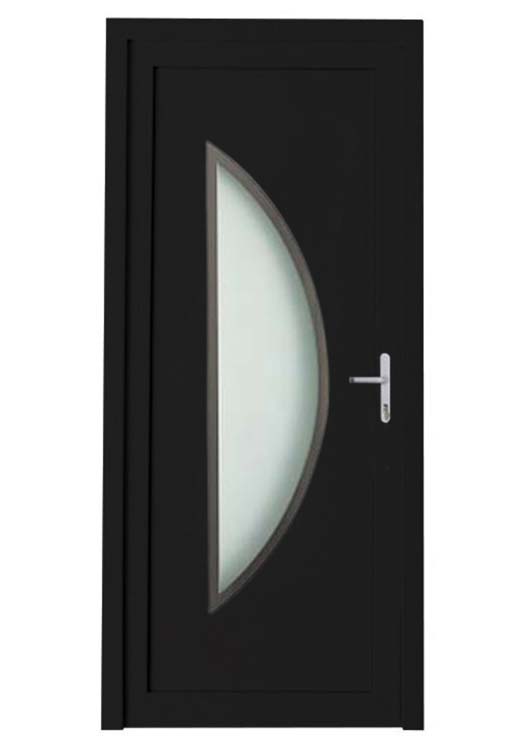 Porte extérieure pvc noire/blanche demi-lune inox rand D SUR MESURE