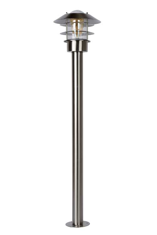 Lucide ZICO - Lanterne / lampadaire exterieur Extérieur - Ø 21,8 cm - E27 - IP44 - Chrome Dépoli