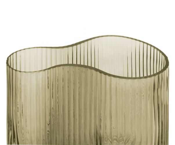 Vase Allure wave verre vert mousse 18,5 x 12 x 18 cm