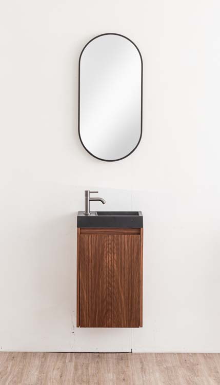 Meuble de toilette Warren noyer lavabo  noir mat 400 mm