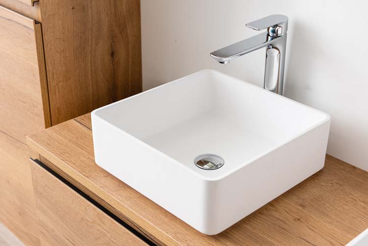 Meuble de salle de bain Daria chêne brun doré 1400 mm tablette en saillie melamine