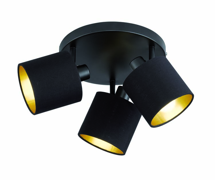 Opbouwspot zwart mat excl lamp LED mogelijk 3 spots E14