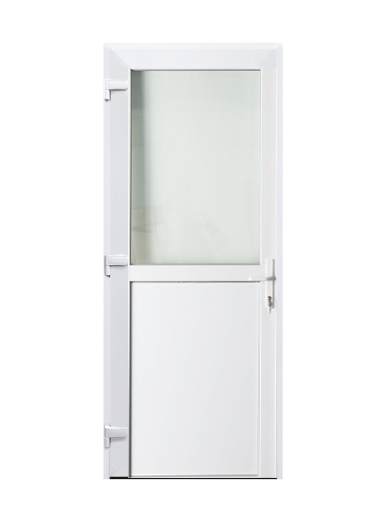 Porte extérieure PVC blanche L 980 x H 2180 G demi-vitrée outside