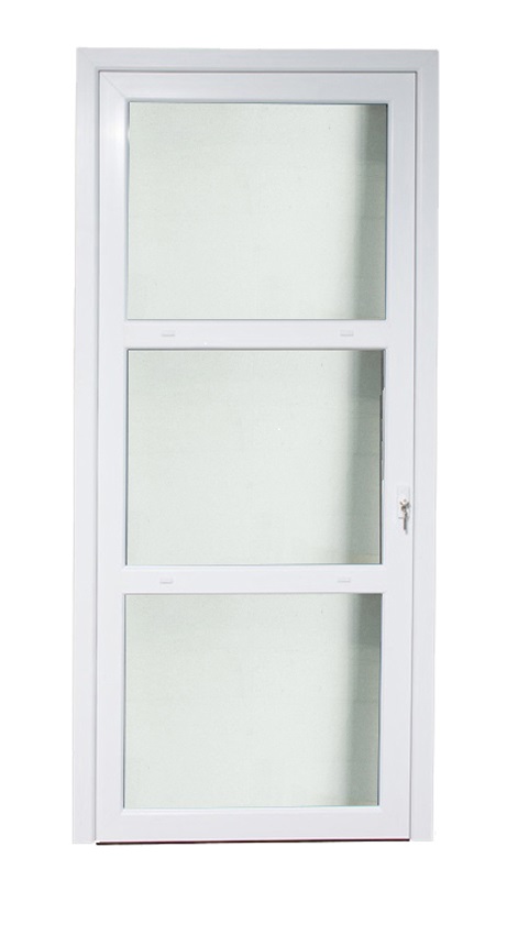 Buitendeur 3 delen helder glas PVC wit R 980x2180mm