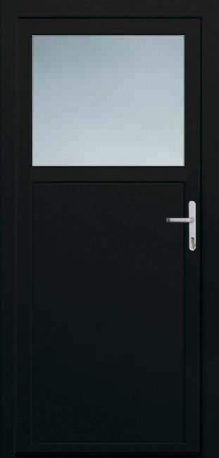 Porte extérieure pvc noire/noire 1/3 verre budget D SUR MESURE