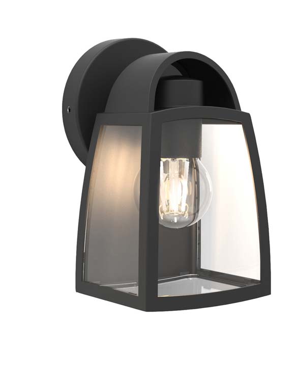 Buitenwandlamp retrofit E27 zwart helder glas