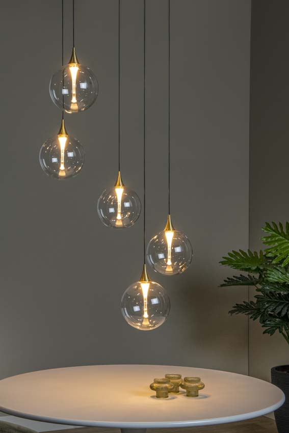 GISELA - Suspension - Ø 48 cm - LED Dim. - 5x3,8W 2700K - Transparent