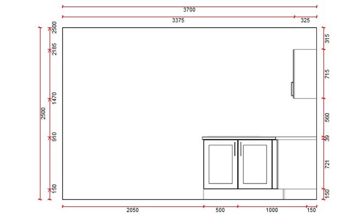 Blokkeuken 16B Premium Kader 3650mmx1650mm