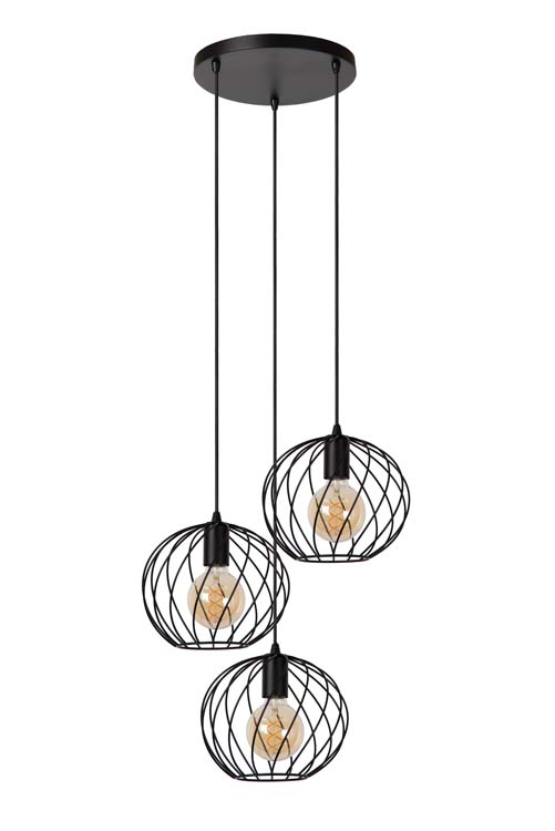 Lucide DANZA - Hanglamp - Ø 50 cm - 3xE27 - Zwart