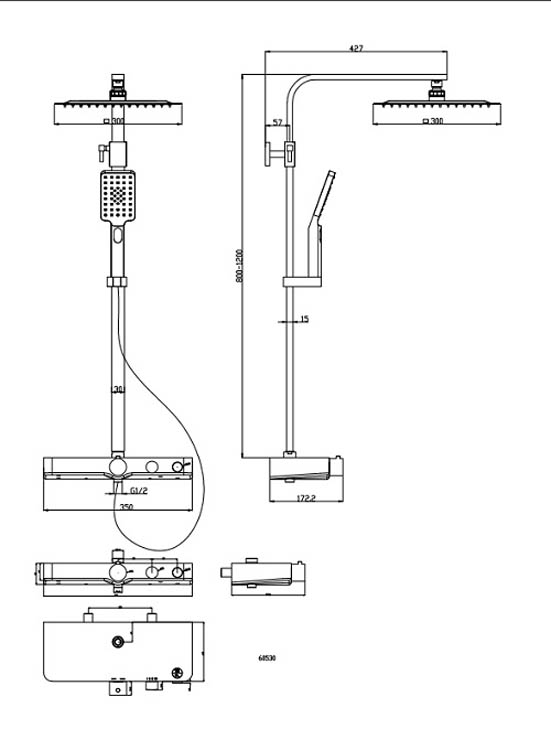 Douchesysteem thermostatisch Olfa chroom-antraciet