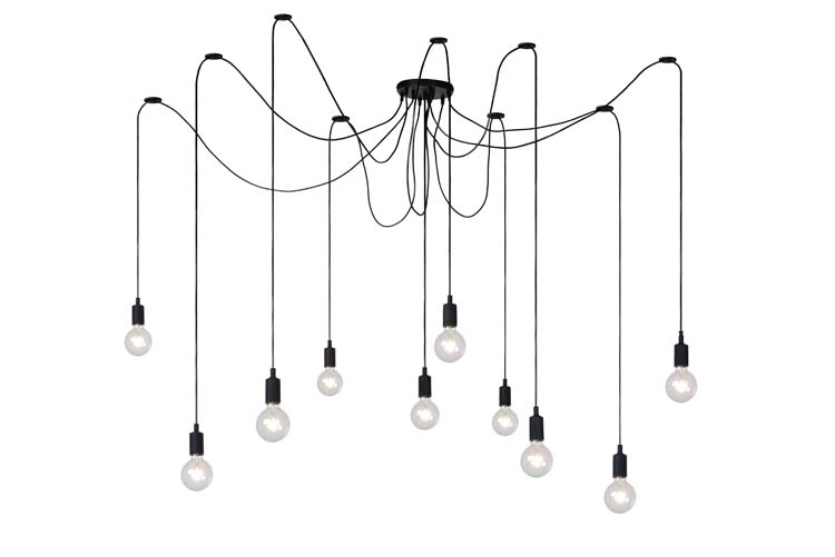 Lucide FIX MULTIPLE - Hanglamp - 10xE27 - Zwart