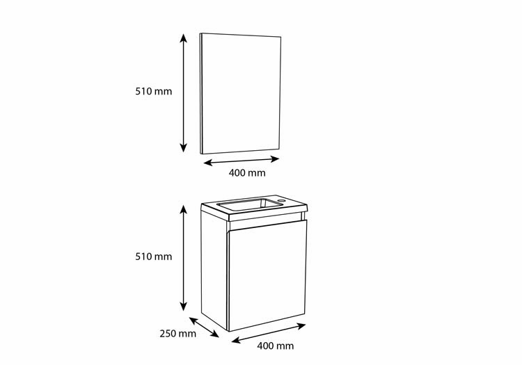 Meuble de toilette Portopack + miroir 400 mm