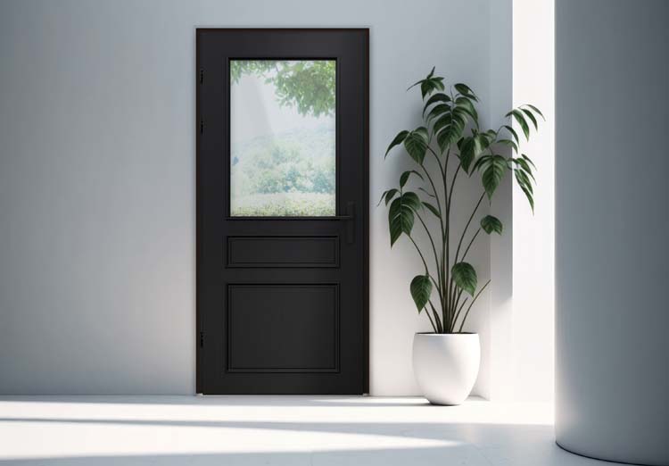 Porte extérieure meranti Taag demi-vitrée noir B 980 x H 2180 mm G