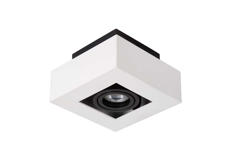 Spot plafond carré - LED - Dim to warm - GU10 - 5W 3000K/2200K - Blanc