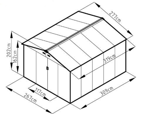 Tuinhuis metaal donkergrijs Semois L 277x319x202cm