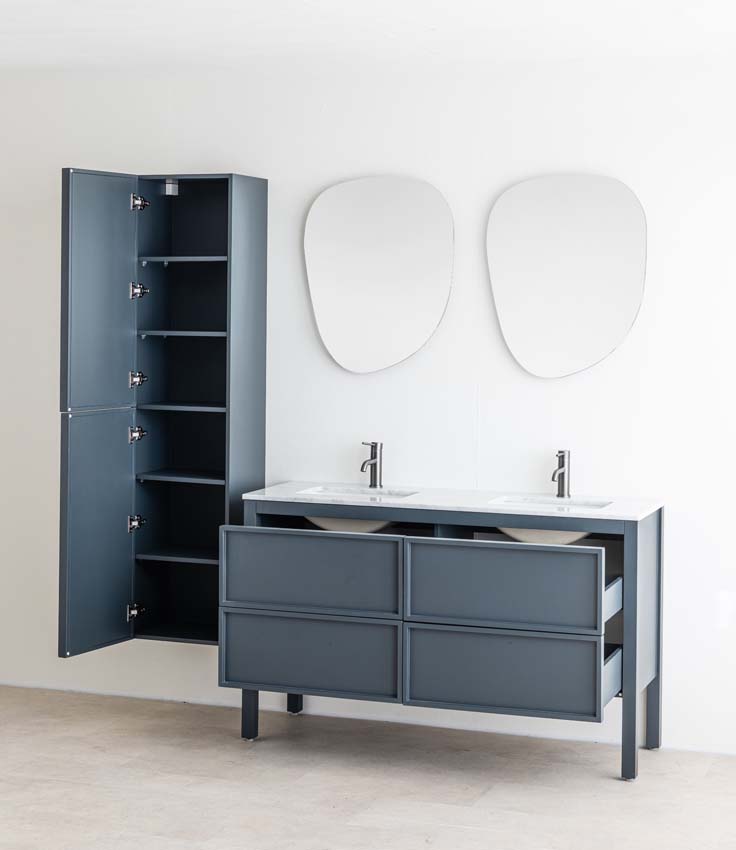 Meuble de salle de bain Fara anthracite 1400 mm double lavabo Carrara