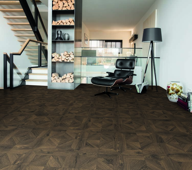 Sol stratifié Quick-step Impressive patterns 8mm - Chêne royal brun foncé