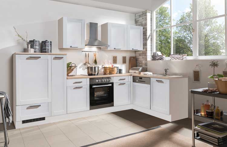 Keuken 310x170cm - Njord - landelijk wit - met toestellen