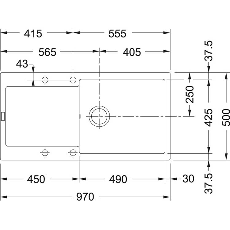 Franke inbouwspoelbak Maris 970x500mm omkeerbaar platinum