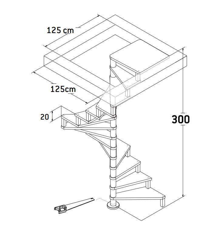 Escalier en colimaçon sapin Zittau 120cm