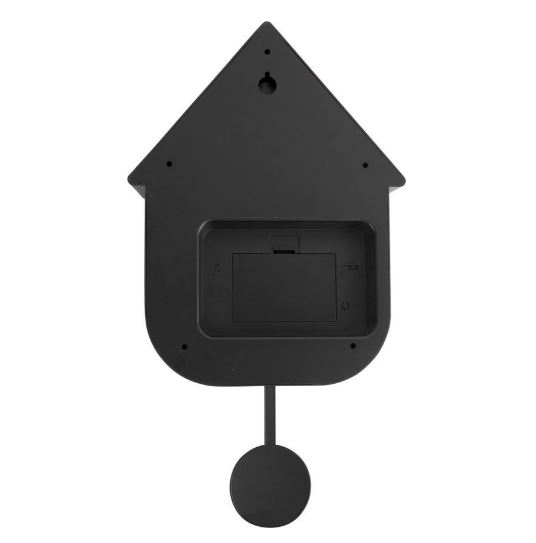 Wandklok modern koekoek zwart 41x8x21.5 cm