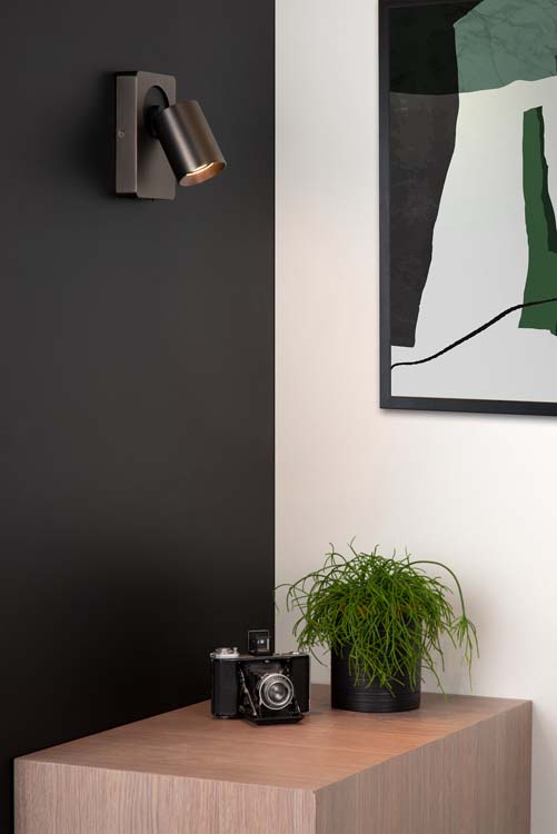 Wandspot Zwart LED dimbaar 1xGU10 5W