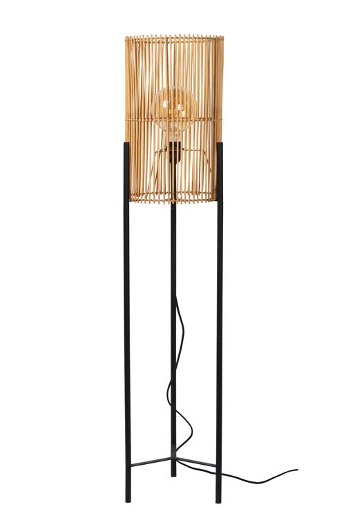 Lucide JANTINE - Lampadaire - Ø 30 cm - 1xE27 - Bois clair