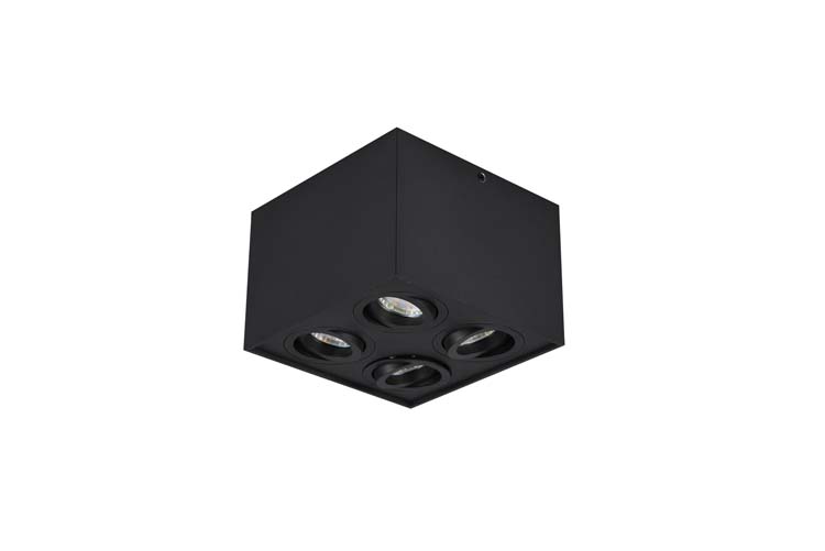 Plafonnière noir mate excl lampe LED possible  4 spots