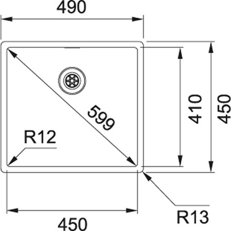 Franke cuve à affleurer, slimtop et à sous-encastrer 490x450mm lisse