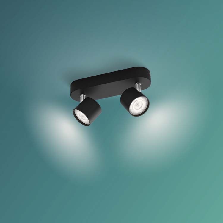 Spot en applique Noir 2x4,5 DIMMER