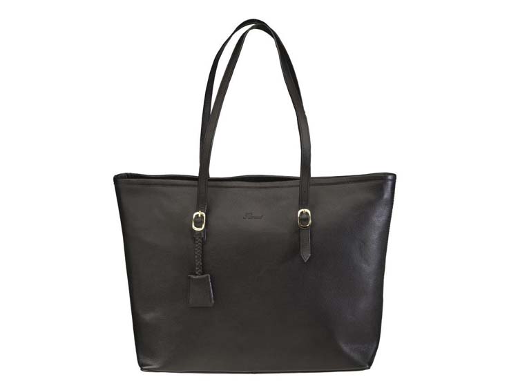 Shopper bag deluxe en cuir noir Flamant