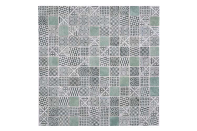 Mosaïque Eco mix patchwork verte 31,5 x 31,5 cm