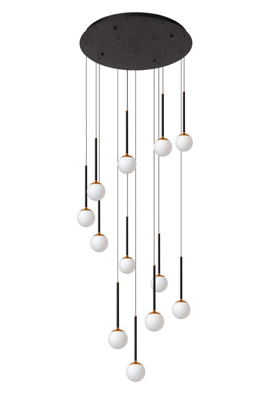 Lucide Premium CALINA - Suspension - Ø 69,9 cm - LED Dim. - 12x7,7W 2700K - Noir