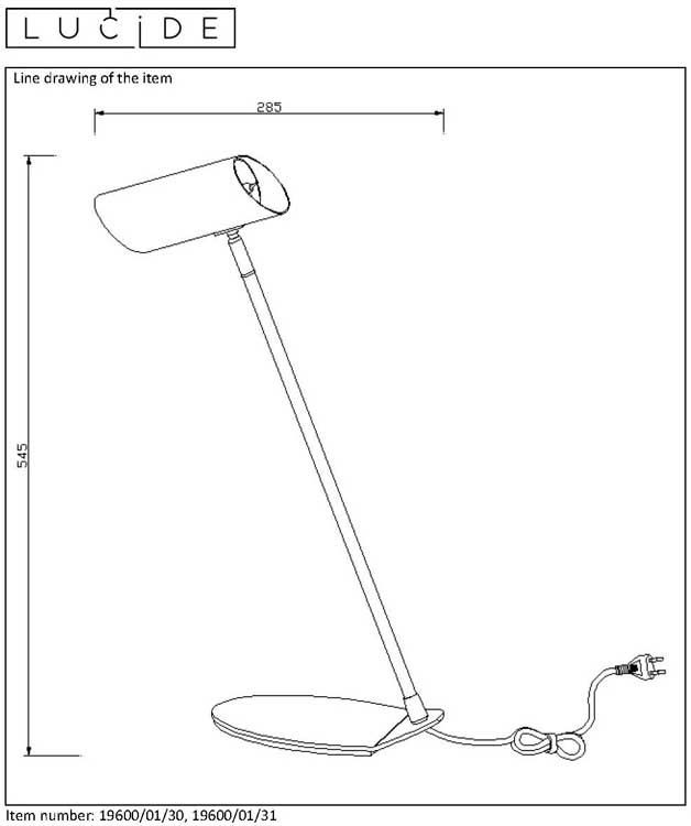 Lucide HESTER - Lampe de bureau - GU10 - Blanc