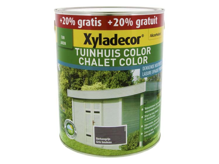 Xyladecor Color houtbeits tuinhuis 2,5l + 0,5l berkengrijs
