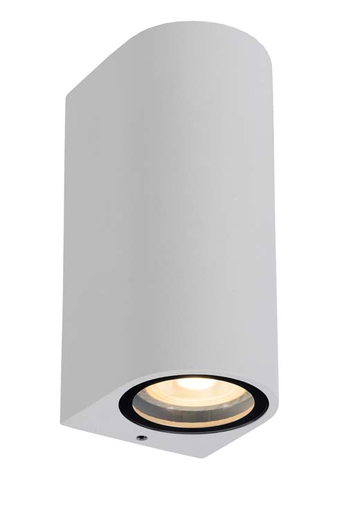 Wandspot Buiten - 2xGU10 - IP44 - Wit - Rond