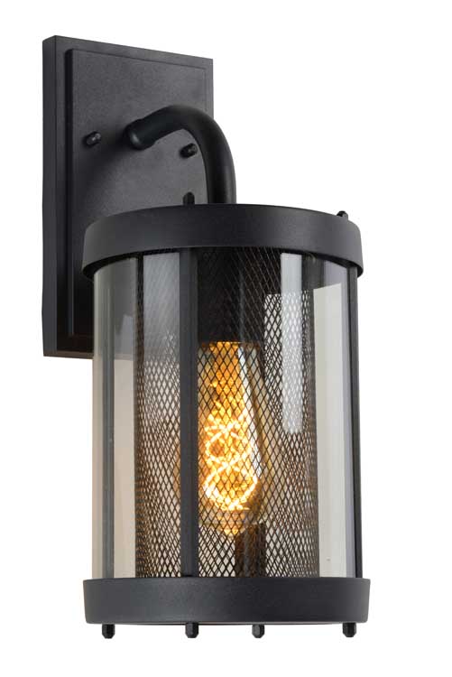 Lucide MAKKUM - Wandlamp Buiten - E27 - IP23 - Zwart