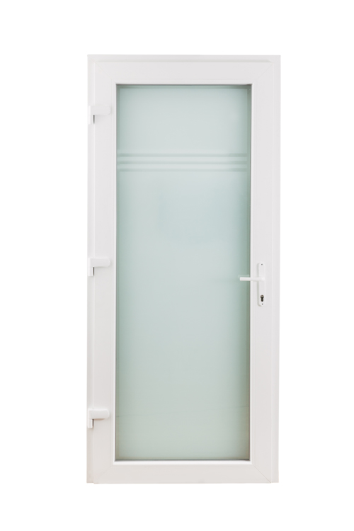 Porte ext. verre - PVC - 3 lign. transp. - Blanc - Gauche - 980x2180mm