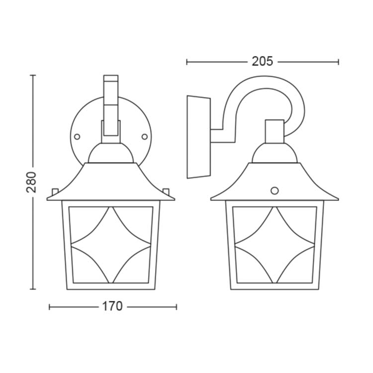 Wandlamp voor buiten alu zwart H28,6CM