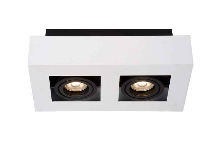 Lucide XIRAX - Plafondspot - LED Dim to warm - GU10 - 2x5W 2200K/3000K - Wit