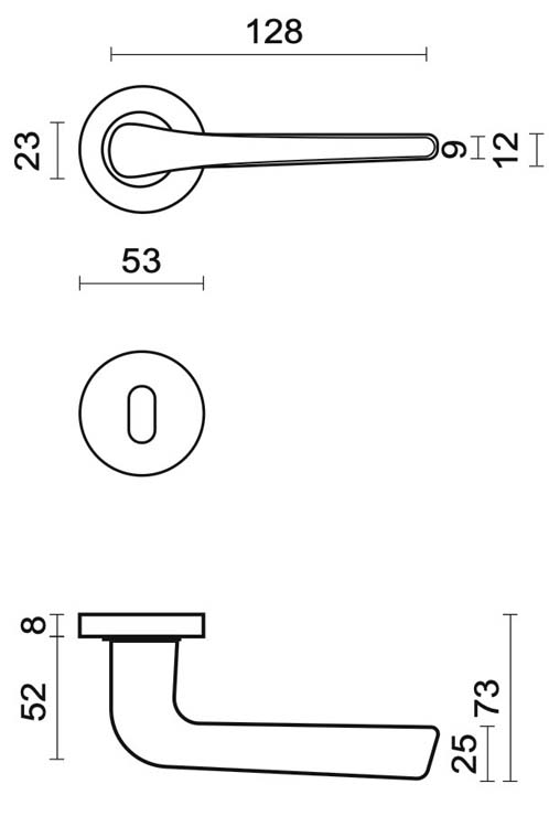 Deurklink Sipora zwart R+E 12.8 cm