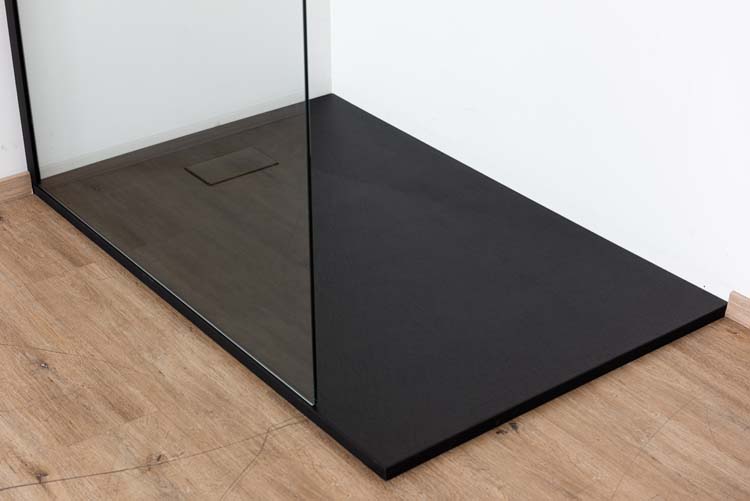 Douche de plain-pied Anais 117 x 200 cm verre transparant - noir