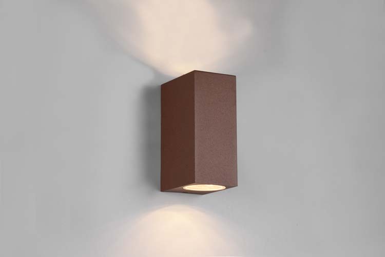 Wandlamp buiten Vierkant Up-down Roest 2xGU10