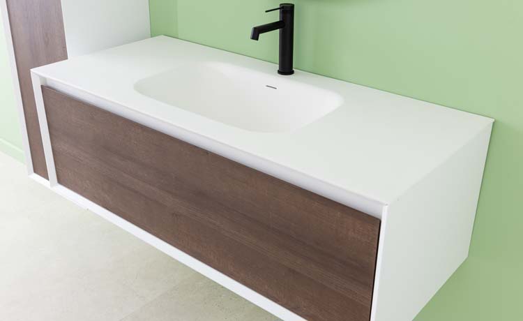 Meuble de salle de bain Ace blanc mat/chêne 1200 mm lavabo  blanc mat