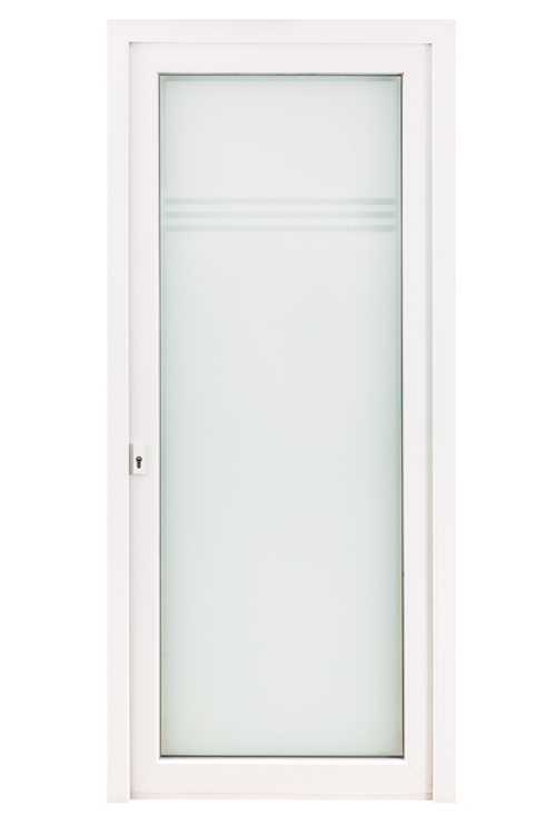 Porte ext. verre - PVC - 3 lign. transp. - Blanc - Gauche - 980x2180mm